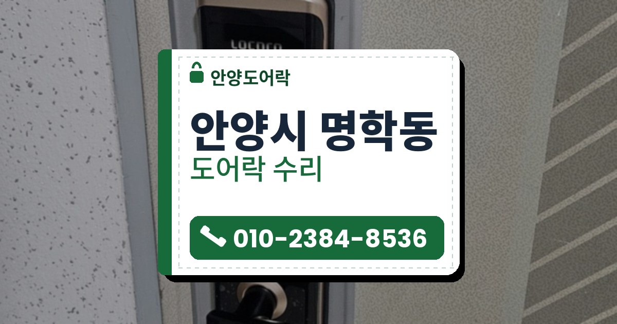 안양시 명학동 출장 — 베이지색 철문의 은회색 받침판 위에 단 금색 테 검은 레버형 도어락